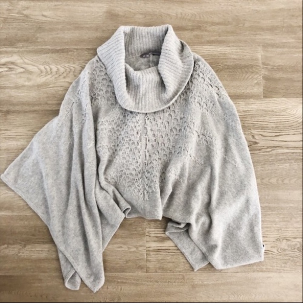 Gray Knit Sweater Poncho